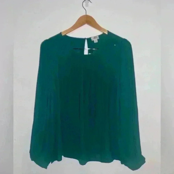 J crew pleated sleeve top academic green - Picture 2 of 11